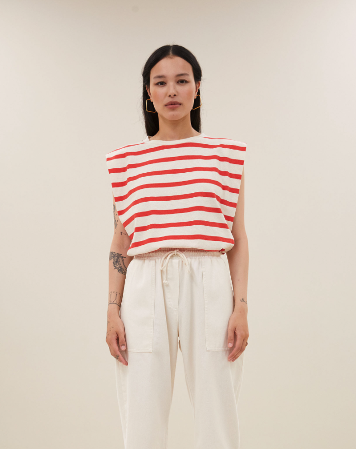 By-Bar Diede Stripe Top Damen weiß-rot